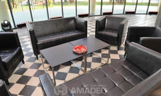 sofy fotele czarne MIO nowoczesne skorzane wynajem