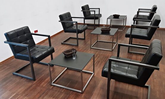 stolik fotele nowoczesne industrial wynajem warszawa