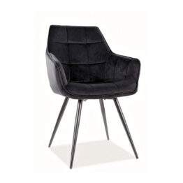 krzesło-tapicerowane-welurowe-Lorien-z-podlokietnikami-czarne-na-wynajem